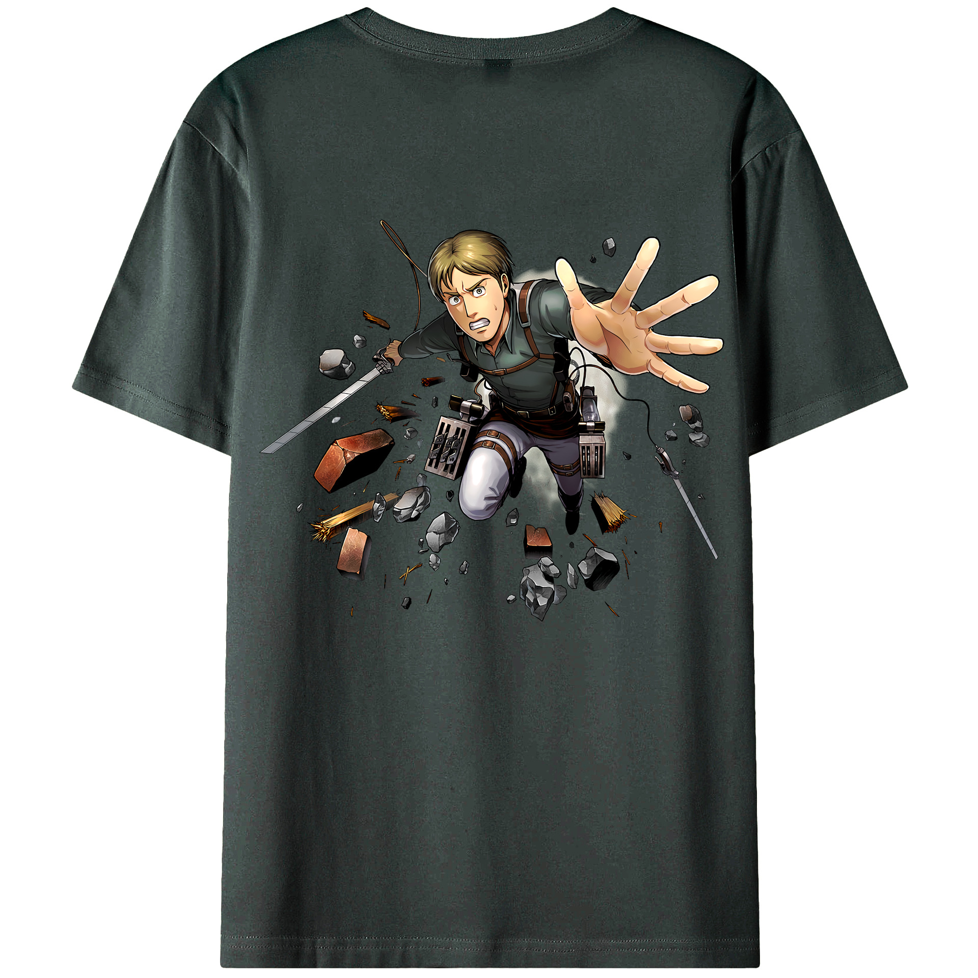 （画像用） 進撃の巨人 Attack on Titan 綿100％ メンズ半袖Tシャツ（バックプリント） 通気性